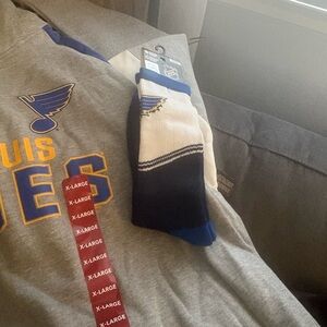 Reebok Gray Sweatshirt with Blue and Yellow Accents w/ Socks